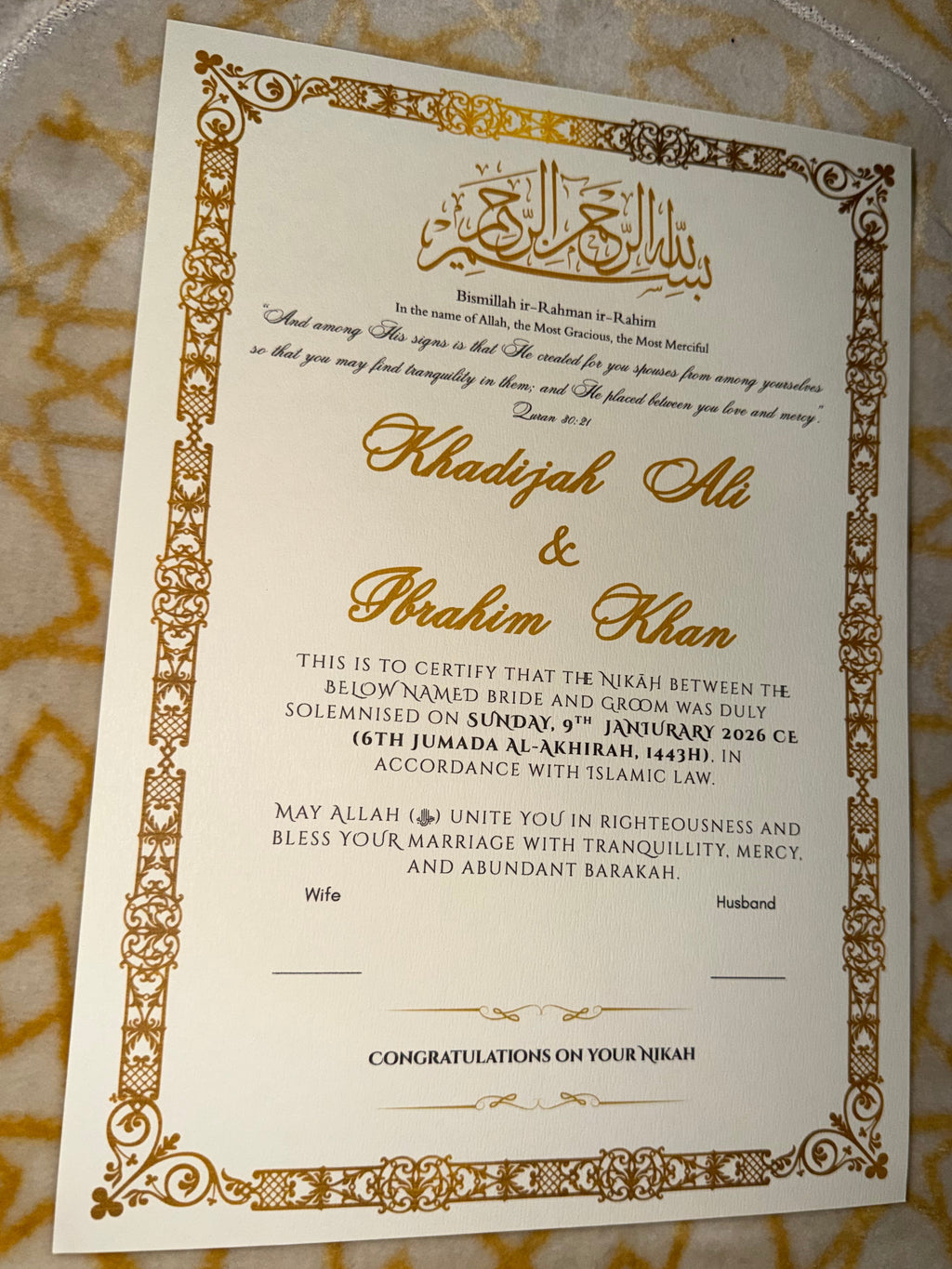 Zahabi 2.0 Design (A4) (Certificate Only)