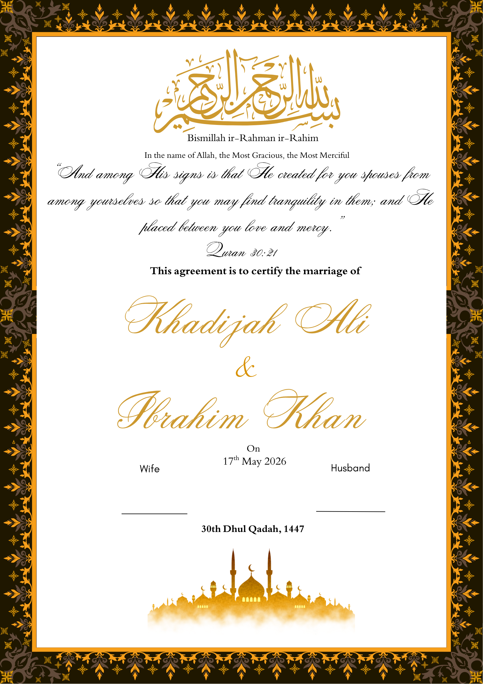 Tasmim Biallawnayn Al'aswad Waldhahabii (A4) Certificate Only